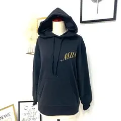 新品 MUALINO ユニセックス ゴールド ブラック シンプル パーカー M