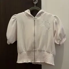 nice claup パフスリーブ ジップアップ パーカー 半袖 ピンクのサムネイル