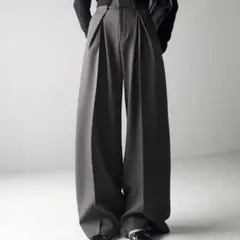 ダブルタックヘビーワイドスラックスパンツ グレー S