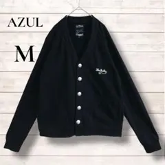AZUL カーディガン　メンズ　黒　M ロゴ　スウェット　綿 ポケット　冷房対策