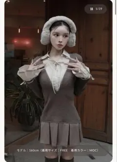 Darich ダーリッチ シャツドッキングプリーツミニワンピース FLサイズ