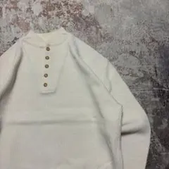 80s USA製 L.L.BEAN エルエルビーン ヘンリーネックコットンニット