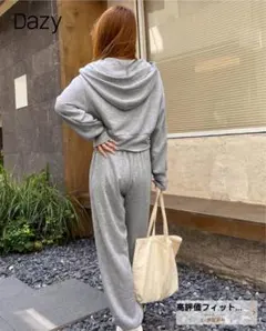グレー フード付きセットアップ サイズL