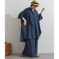 ミーティス 薄手デニム ビッグシルエット スキッパー ブラウス チュニックのサムネイル