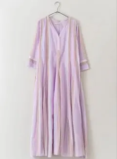 美品　ヌキテパ　コットンボイルストライプワンピース　Mサイズ