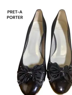 PRET-A PORTER パンプス　23.5cm リボン　ブラック