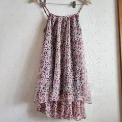 キャミソールワンピース　リボン　花柄　ピンク　y2k ギャル　平成