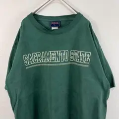 90s USA古着 jansport ジャンスポーツ カレッジ Tシャツ 緑