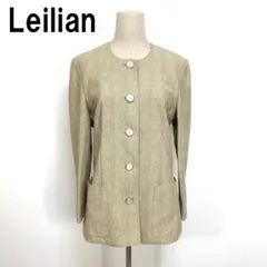 A7729 レリアン ノーカラージャケット シルク100％ ベージュ ９