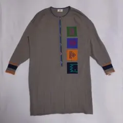 ㈱ウールン商会 L.F. 幾何学柄 ニットワンピース 日本製 個性派デザイン