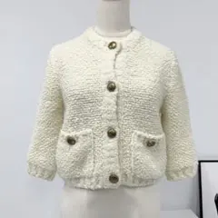 プラダ ブークレモヘア カーディガン ロゴ ニット トップス ホワイトのサムネイル