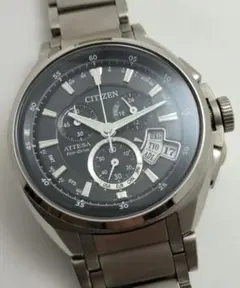 稼働品】CITIZEN/シチズン アテッサ E610 電波ソーラー チタン青針 