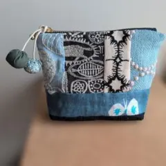 手作りミニファスナーポーチマチ付き(ミナペルホネン)