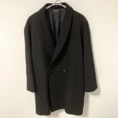 ステンカラー ロングコート L ピュアカシミヤ100% 黒 ブラック 秋冬DMW