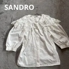 【新品】サンドロsandro シルク レオパード 切替 ブラウス 半袖 Saint Laurent《オーバーサイズ シャツ》レオパード シルク 直営