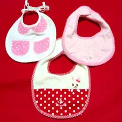 ミキハウス/女の子用スタイ3枚まとめ売り