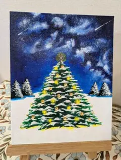 『 Christmas Night』/原画 アクリル画 煌めくクリスマスツリー