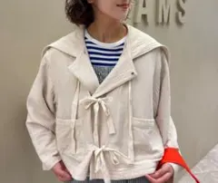 beams boy コットン ミリタリー フード ジャケット リボン