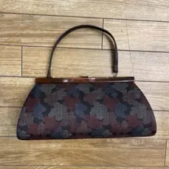 大島紬　花柄ハンドバック