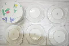 未使用保管品 香蘭社 小皿 5枚セット 銘々皿 ローズガーデン 直径約16.5㎝