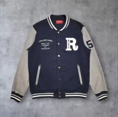 00's vintage スタジャン グランジ 刺繍 L ネイビー/グレー