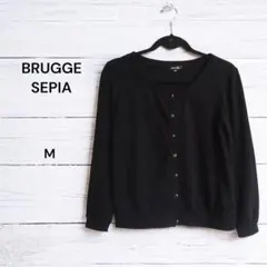 【BRUGGE SEPIA】 クルーネック 長袖 カーディガン ブラック M