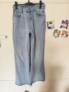 ライトブルー ハイウエストデニムパンツ