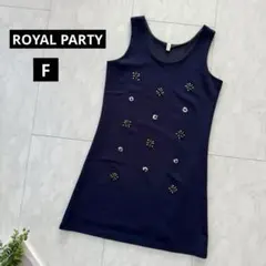 【ロイヤルパーティー】ノースリーブミニワンピース・ビジュー◇ネイビー【F】