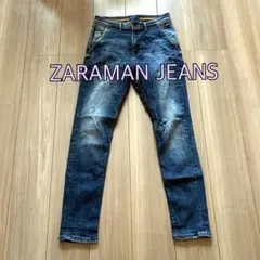 ZARAMAN JEANS ダメージ加工 スキニーデニム ダークブルー