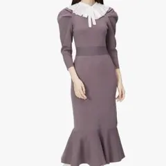 SNIDEL プリーツカラーニットワンピース