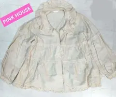 PINK HOUSE　ブラウス　S　綿100%　薄いベージュ色　フリル