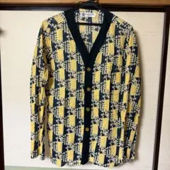 【極美品】80s フランス製 ランバン 総柄シャツ Vネック カーディガンのサムネイル