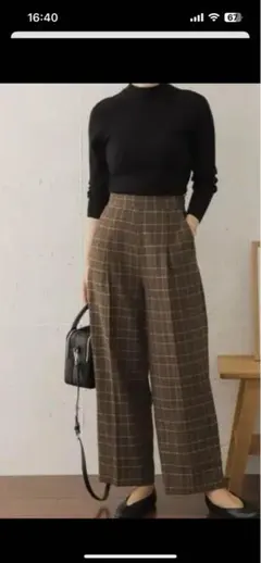 アーバンリサーチ ドアーズ　doors ブラウンチェック ワイドパンツ 38