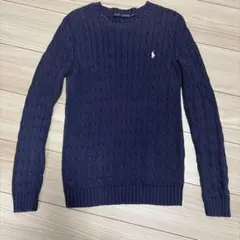 Y2Kポロラルフローレン ケーブルニット セーター コットン 刺繍ロゴ