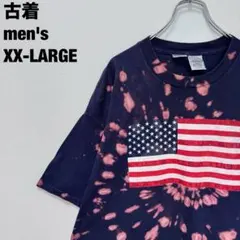 リメイク 古着 Tシャツ 星条旗 ブリーチ タイダイ ビッグサイズ 紺XXL古着