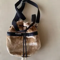 レスポートサック　ベロア調巾着型バッグ