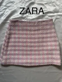 新品　未使用　ZARA ツイード　チェック　スカート　S