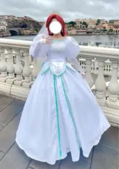 アリエル　ウェディングドレス　ウィッグ　Dハロ　仮装　フルセット