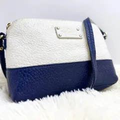 【美品】ケイトスペード ショルダーバッグ クロスボディ レザー 白紺 人気