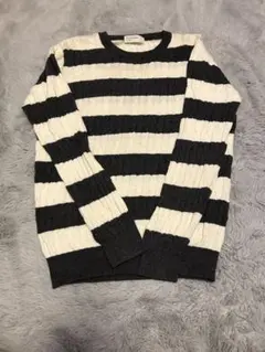 BACK NUMBER 黒白ストライプ ニットセーター　Sサイズ