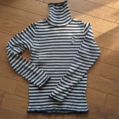 ニットプランナー　ボーダー柄ハイネック長袖カットソー　１４０センチ　日本製