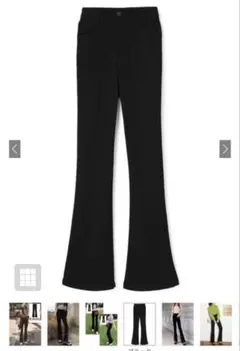 ストレッチブーツカットパンツ ハイウエスト　ブラック