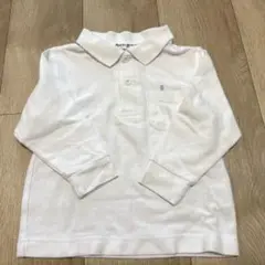 ホワイト 長袖 ポロシャツ 胸ポケット付き　100