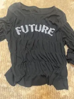 FUTURE ロゴ入り シャーリング加工 カットソー ブラックのサムネイル
