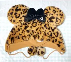 ディズニー　ミニー　旧　ヒョウ柄　ファンキャップ