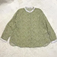 SELF+SERVICE オーガニックコットン混　花柄シャツ　イエロー　XLのサムネイル
