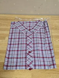 #2068 赤と青のチェック柄長袖シャツ