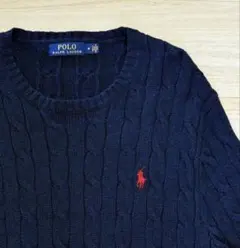 Polo Ralph Lauren ケーブルニットセーター M ネイビー　ポニー
