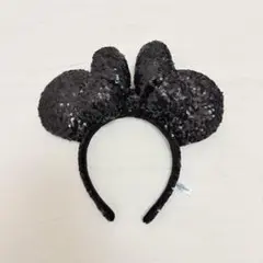 ディズニー ミニー　スパンコール　カチューシャ　黒　ブラック