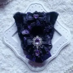 10cm ぬい服　ねこ　紫リボン　着ぐるみ